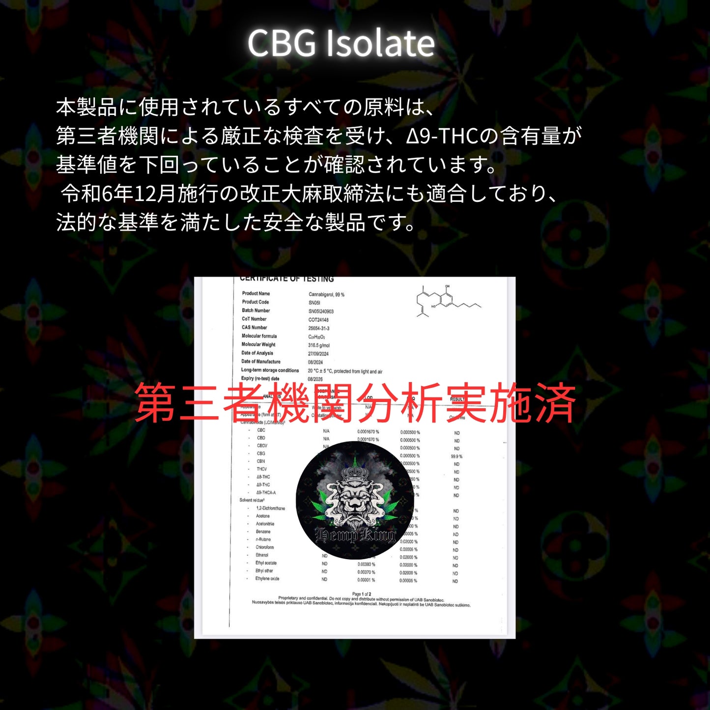 CBGクッキー 抹茶味 5枚入り(TOTAL CBG1,000mg CBD250mg)