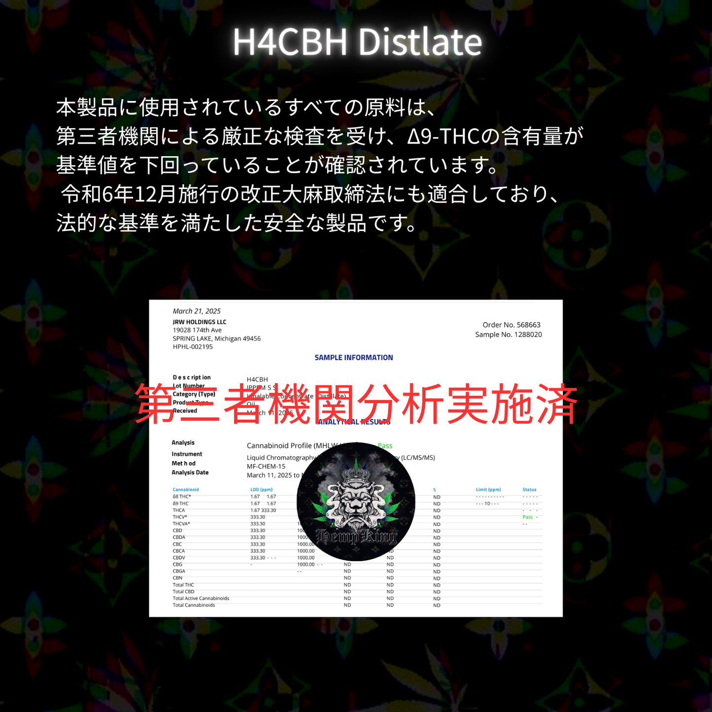 【H4CBH INDICA liquid &KING CBG JOINT セット】 ・新基準対応